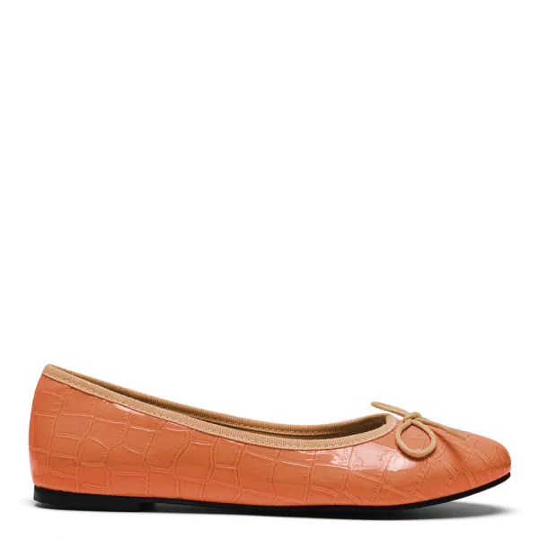 Coral Patent Leather Amelie Pump - Orange