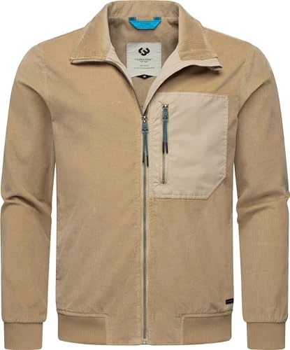 Corler Lightweight Men's Transition Jacket Corduroy Jacket with High Collar in Utility Look S-4XL, sand, XXXL