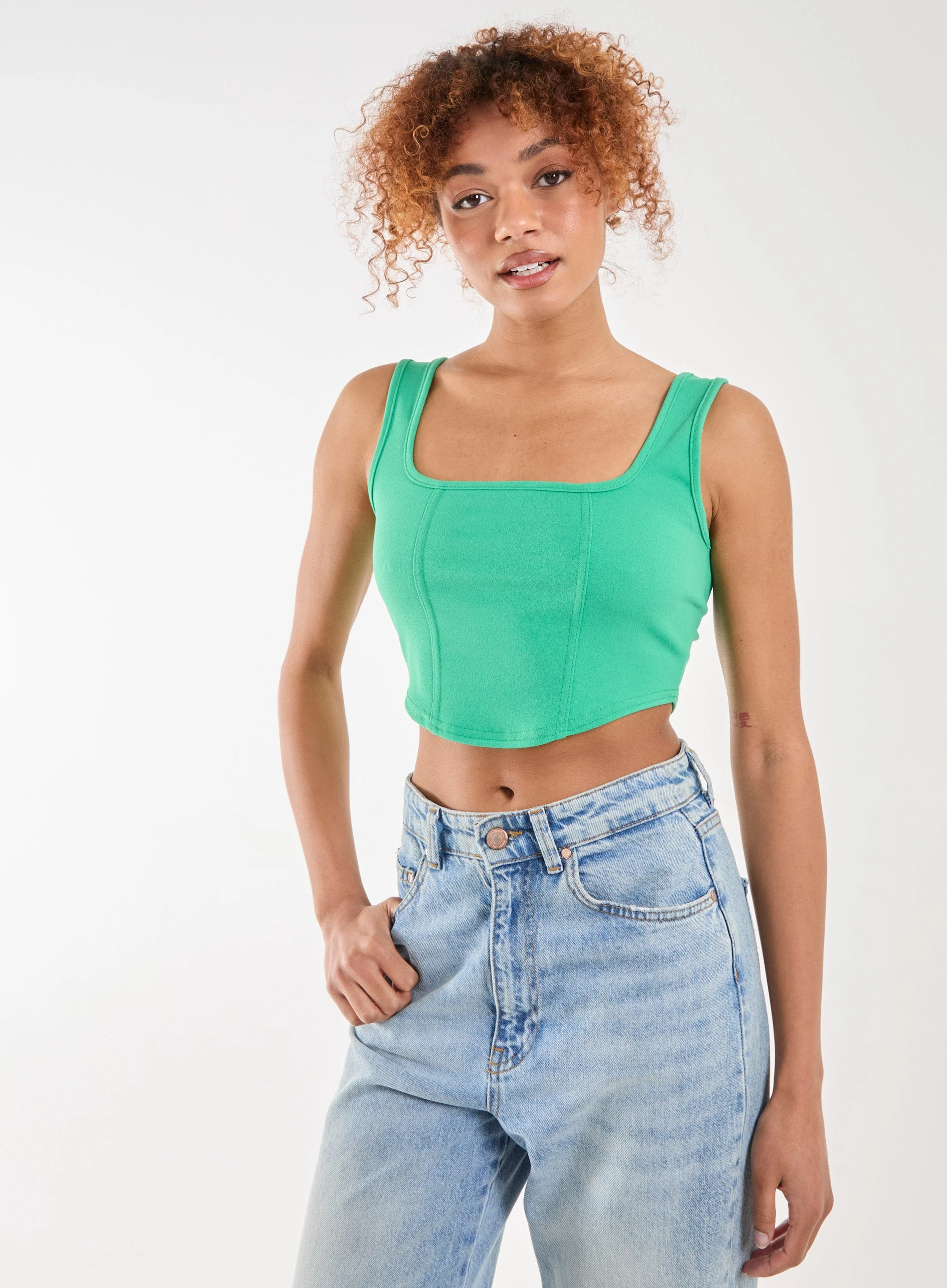 Corset Vest Top  - S  - GREEN