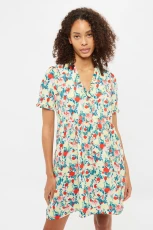 Cosima Monet Flower Print Short Sleeve Mini Dress - Multicolour