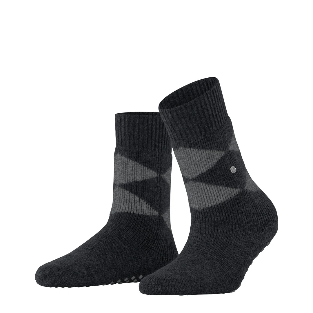 Cosy Argyle Women House socks - Black