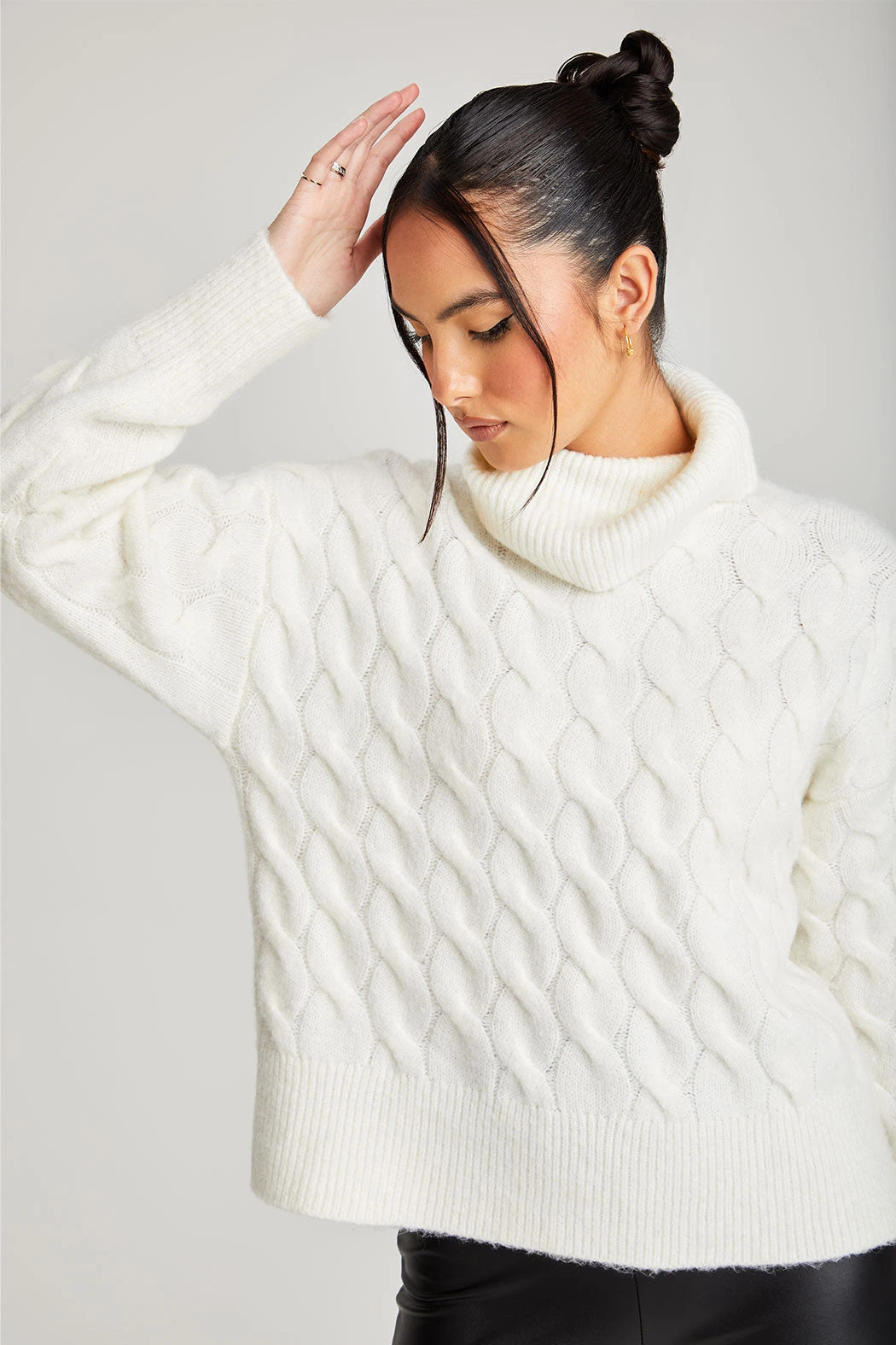 Cosy Cream High Neck Cable Jumper /