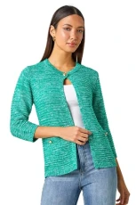 Cotton Blend Knitted Cardigan for Women UK - Ladies Everyday Holiday Spring Summer Comfy Soft Evening Vacation Work Party - Green - Size 20 Cotton Blend Knitted Cardigan for Women UK - Ladies Everyday Holiday Spring Summer Comfy Soft Evening Vacation Work Party - Green - Size 20