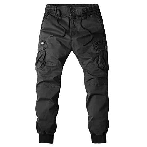 Cotton Cargo Combat Trousers For Mens - Athletic Fit Multi Zip Pockets Work Trousers Outdoor Trainin