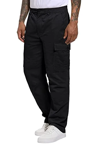 Cotton Cargo Trousers for Men, 6 Pockets Lightweight Stretch Pants Ripstop Hiking Workwear Trousers 