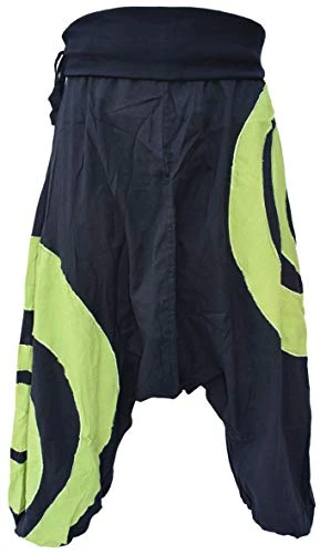 Cotton Drop Crotch Light Harem Trousers Small Black