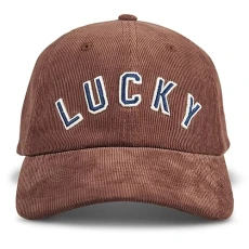 Cotton Embroidered Baseball Cap with Adjustable Straps for Men and Women (One Size Fits Most), Corduroy - Cognac, One size