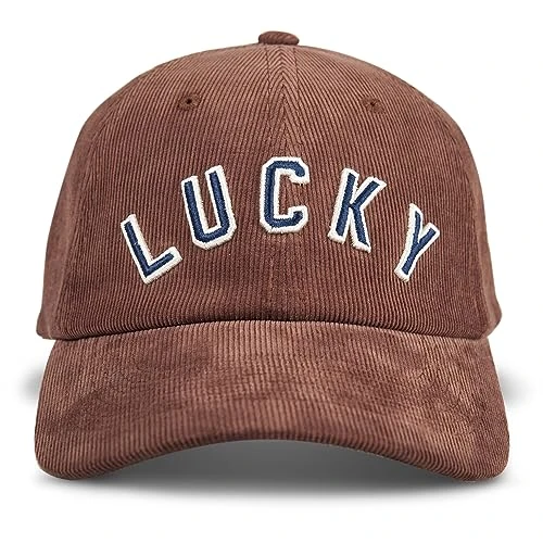 Cotton Embroidered Baseball Cap with Adjustable Straps for Men and Women (One Size Fits Most), Corduroy - Cognac, One size
