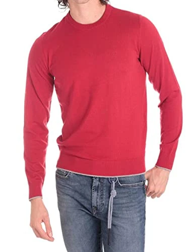 Cotton Long Sleeve Knitwear, Bright Red, L