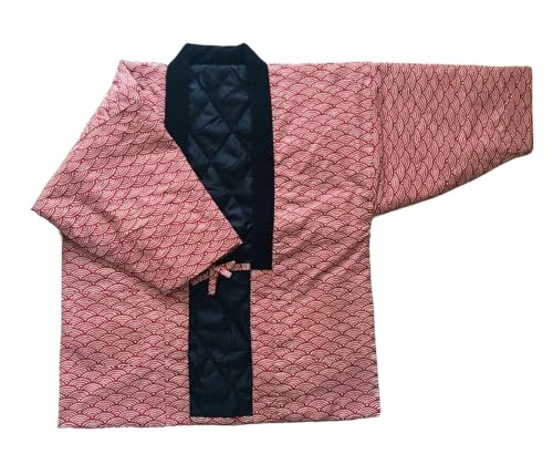 Cotton Padded Jacket, Kimono, HantenCardigan, Winter Coat, Japanese Clothing, Kimono Jacket Black