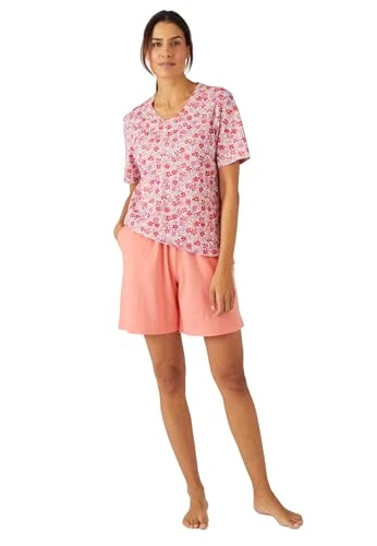 - Cotton Pyjama Short Set, Red Flowers, 14/16