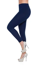 Cotton Rich Leggings for Women I Leggings Women High Waist Sport Leggings Womens Tummy Control Figure Shaping Leggings Sports Yoga Pants Casual Cotton Stretchy Leggings Plus Sizes Navy