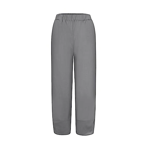 Cotton Women's Waist Harvest Loose Colour and Linen Elastic with Pocket Casual Trousers Casual Elastic Waist Trousers for Women Outdoor Trousers Jogging Bottoms Baggy High Waist Green Elegant, gray,