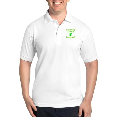 County Cork, Ireland Golf Shirt Men's Golf Polo Shirt Pique Knit White