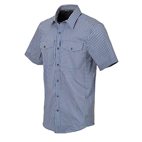 Covert Concealed Carry Short Sleeve Shirt - Cotton Blend ROYAL BLUE CHECKERED L/Regular