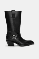 Cowboy Boots With Buckle - Black