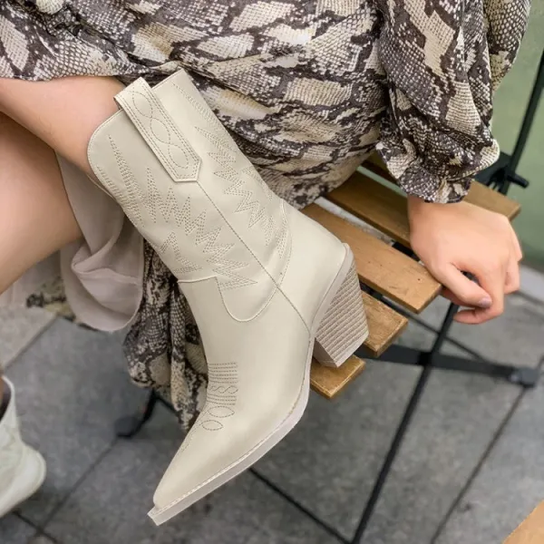 Cowboy Rider Boots - Beige velvet / - Beige velvet