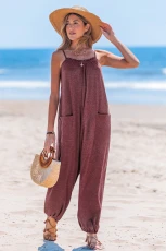 Cozy Charm Brick Jumpsuit - Red