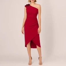 Cranberry Red One Shoulder Dress