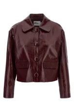 Craqué leather jacket Bordeaux Size UK