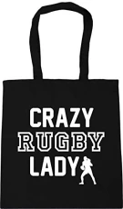 Crazy Rugby Lady Tote Shopping Gym Beach Bag 42cm x38cm, 10 litres Crazy Rugby Lady Tote Shopping Gym Beach Bag 42cm x38cm, 10 litres
