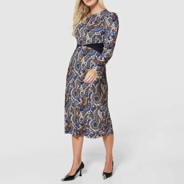 Cream A-Line Midi Dress