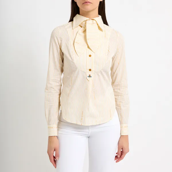 Cream Bow Tie Cotton Shirt - Cream