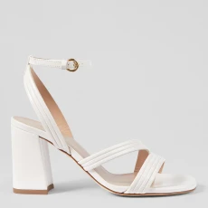 Cream Edita PU Leather Heeled Sandals
