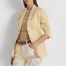 Cream Herringbone Linen Blazer