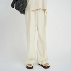 Cream Kyrah Pleated Trousers