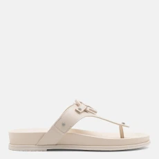 Cream Monogram Thong Flat Sandals