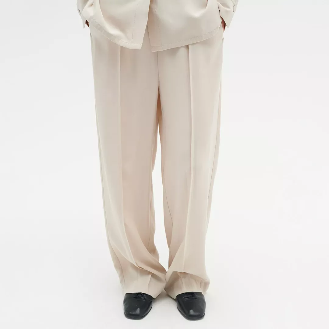 Cream Pamal Wide Leg Trousers