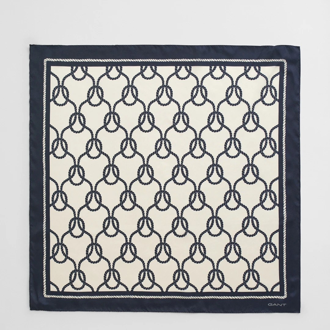 Cream Rope Print Silk Scarf - Beige