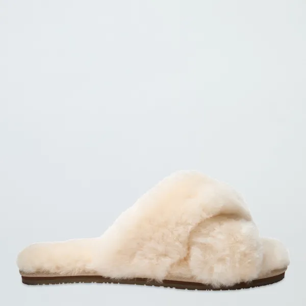 Cream Sheepskin Cross-Over Slides