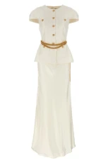 Cream Taffeta Chain Belt Maxi dress White Size UK Cream Taffeta Chain Belt Maxi dress White Size UK
