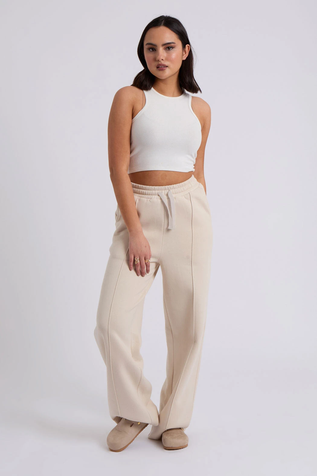 Cream Wide Leg Jogger /