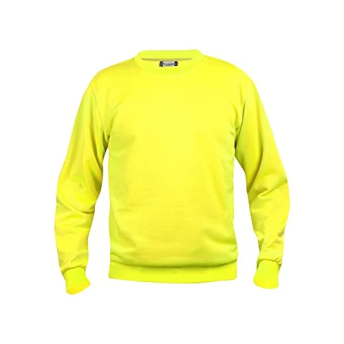 - Crew neck long sleeve sweatshirt Men Women Unisex Basic Roundneck, in polyester, elastic ribs, wash-resistant fabric, Yellow Hv, L