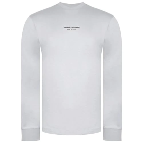 Crew Neck Long Sleeve White Mens Top WOSTS542 BRANTFORD WHITE