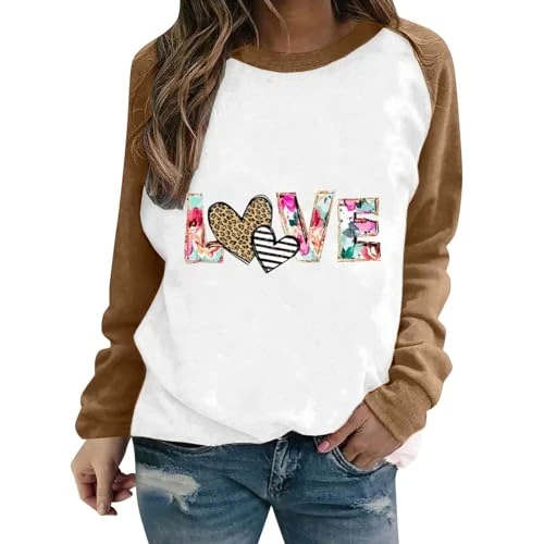 Crew Neck Sweatshirt for Women UK Christmas Top Cute Jumpers Sweater Vest Women Cropped Puffer Jacket Women Grunge Hoodie Ladies Christmas Cardigans Black Coat Women (Brown, M)