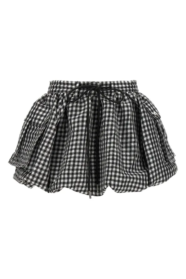Crinkled Check Mini Bubble Skirt