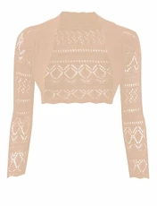 ® Crochet Cardigans for Women Bolero Shrug for Women - Elegant Long Sleeve Knitted Shrug, Open Bolero Shrug for Women - Perfect for Layering Over Tops & Dresses Beige