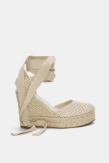Crochet Espadrille Wedges - Ecru