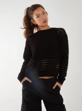 Crochet Knitted Sweater / Black