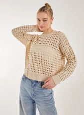 Crochet Knitted Sweatshirt / Stone
