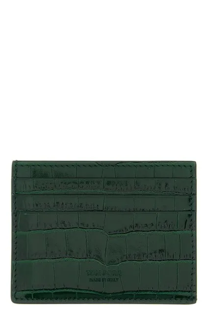 Crocodile leather card holder - Green