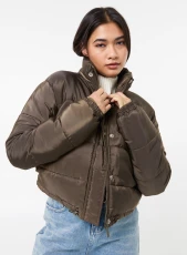 Crop Bomber Jacket Khaki
