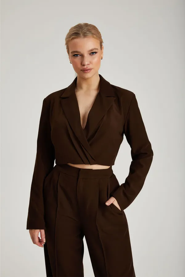 Cropped Gathered Blazer