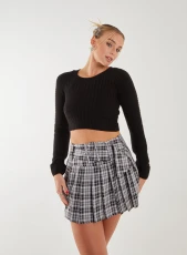 Cropped Knit Jumper  - S/M  - BLACK