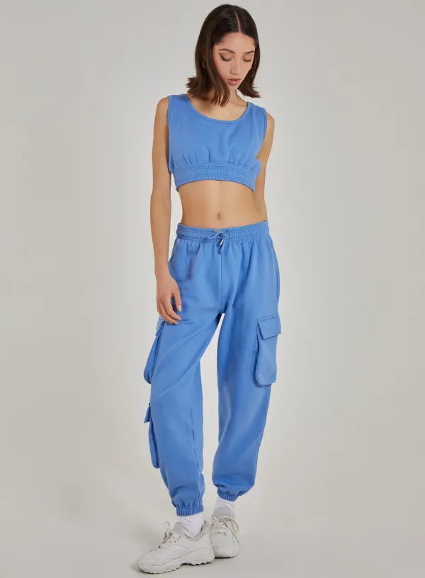 Cropped Lounge Bralette - - BLUE