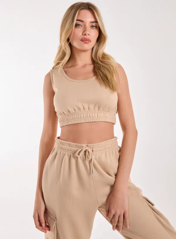 Cropped Lounge Bralette - - STONE